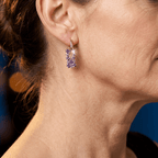 Purple Zirconia Gold-Plated Hoop Earrings