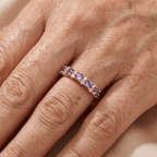 Purple Zirconia Diamond-Look Accent Band Ring