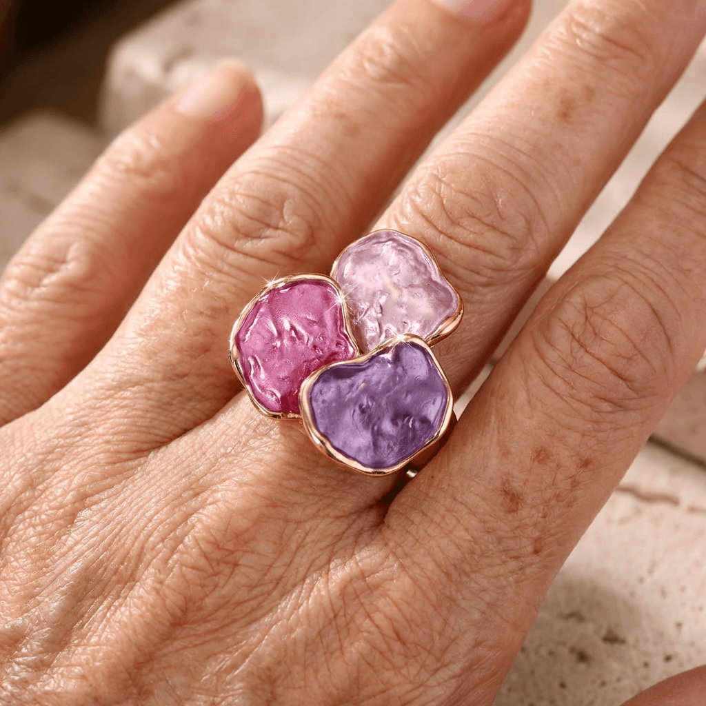 Bohemian Enamel Irregular Square Ring