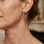 Ethnic-Style Purple Zirconia Crystal Hoop Earrings
