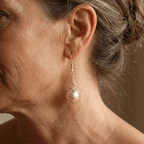 Water Drop Gold-Tone Hollow Cage Earrings with Pearl
