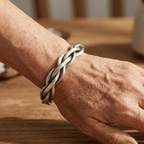 Vintage-Style Braided Silver-Tone Cuff