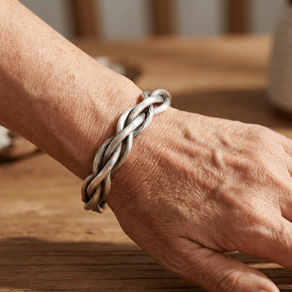 Vintage-Style Braided Silver-Tone Cuff