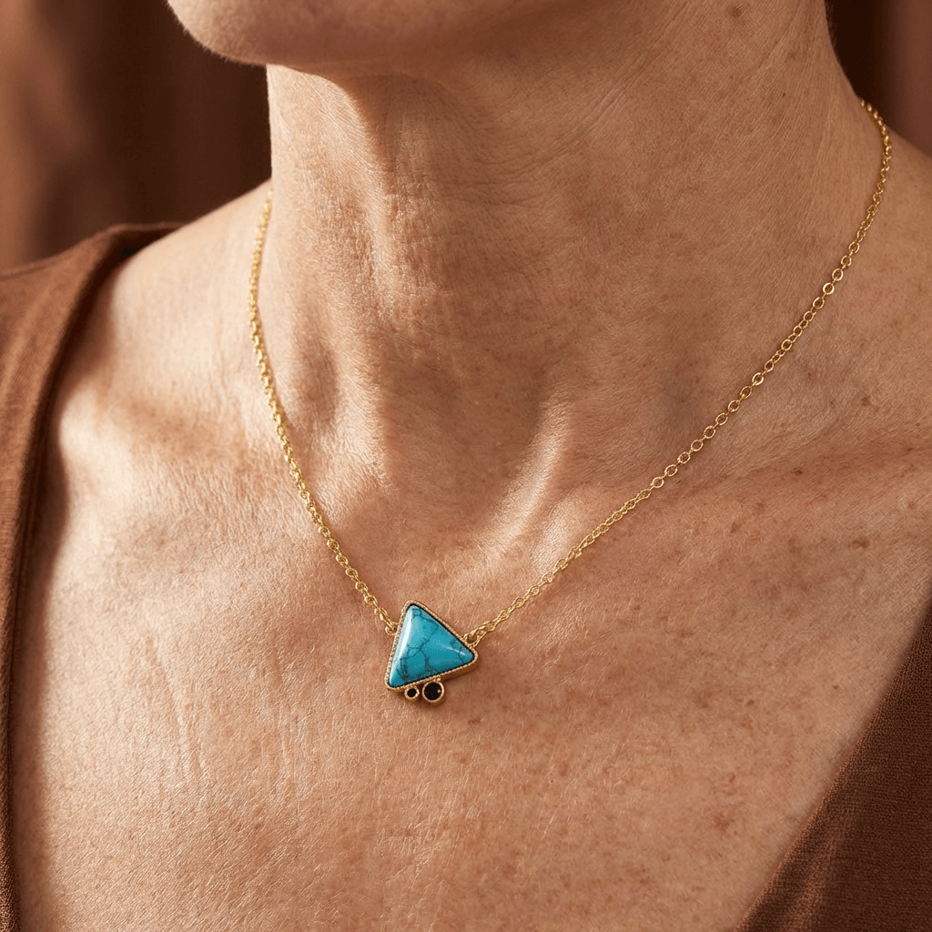 Geometric Turquoise Triangle Pendant Necklace