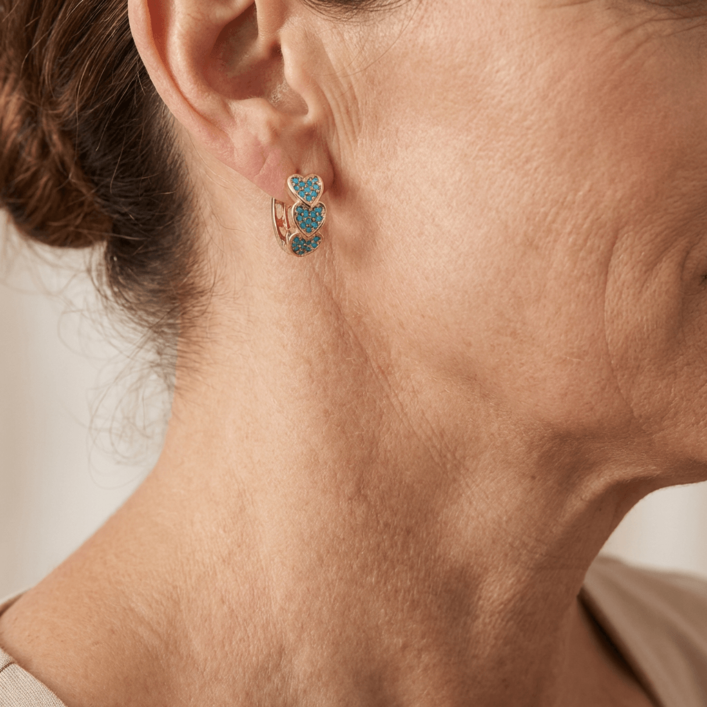 Turquoise Heart Hoop Earrings