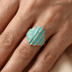 Bohemian Painted Irregular Rock-Edge Mint Green Ring