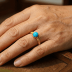 Smooth Turquoise Gold-Tone Band Ring