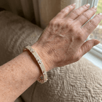 Floral Design Zirconia Inlaid Bracelet in Two Tones