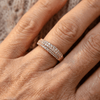 Three-Row Sparkling Zirconia Gold-Plated Ring