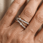 Two-Tone Zirconia Inlaid Stacked Ring
