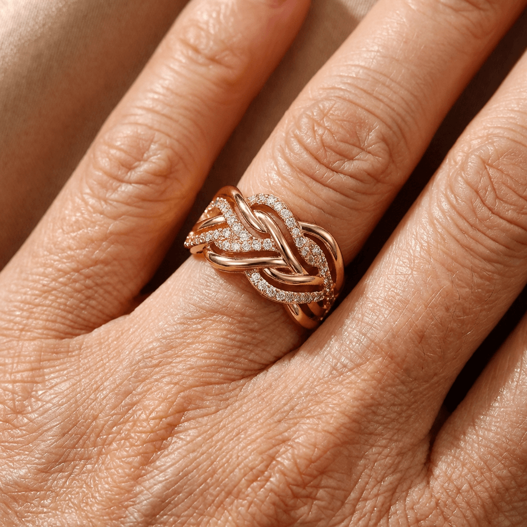 Gold-Plated Interwoven Knot Band Ring