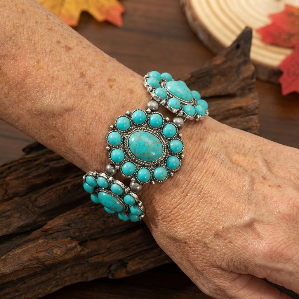 Vintage-Style Ethnic Turquoise Bracelet