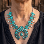 Bohemian Turquoise Flower Pendant Necklace