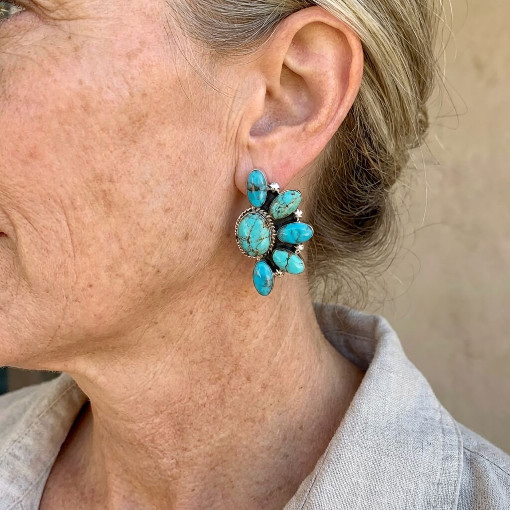 Bohemian Vintage Flower Turquoise Earrings