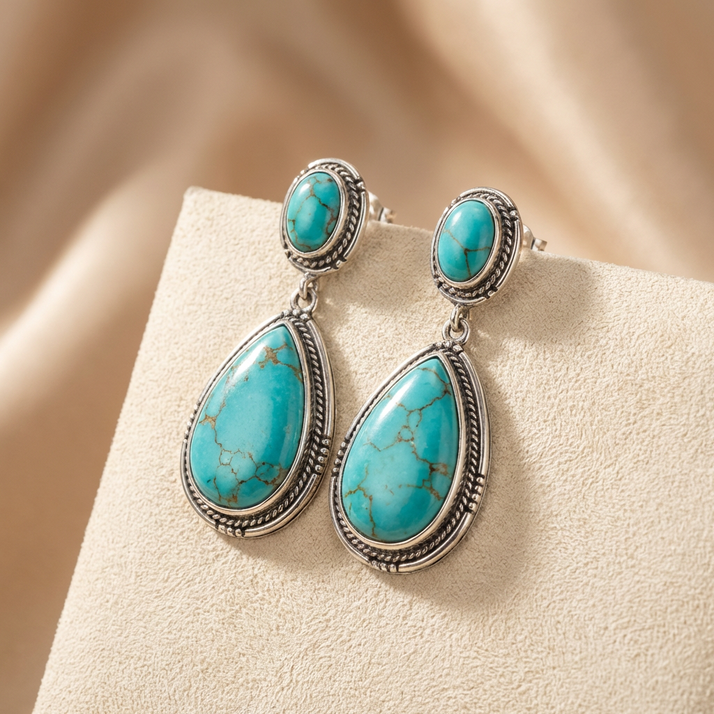 Vintage Turquoise Statement Necklace and Earrings