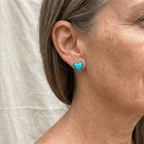 Boho Silver-Plated Turquoise Heart Earrings