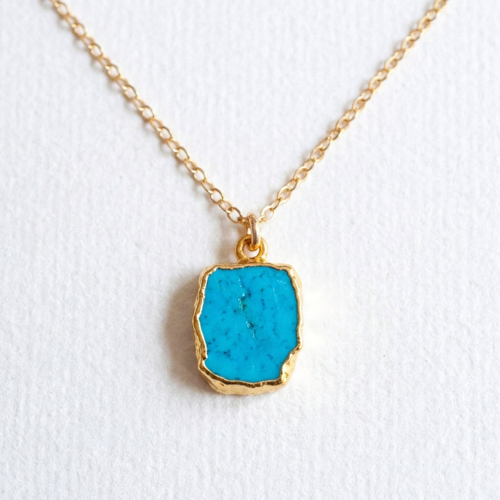 Turquoise Gemstone Gold-Plated Necklace