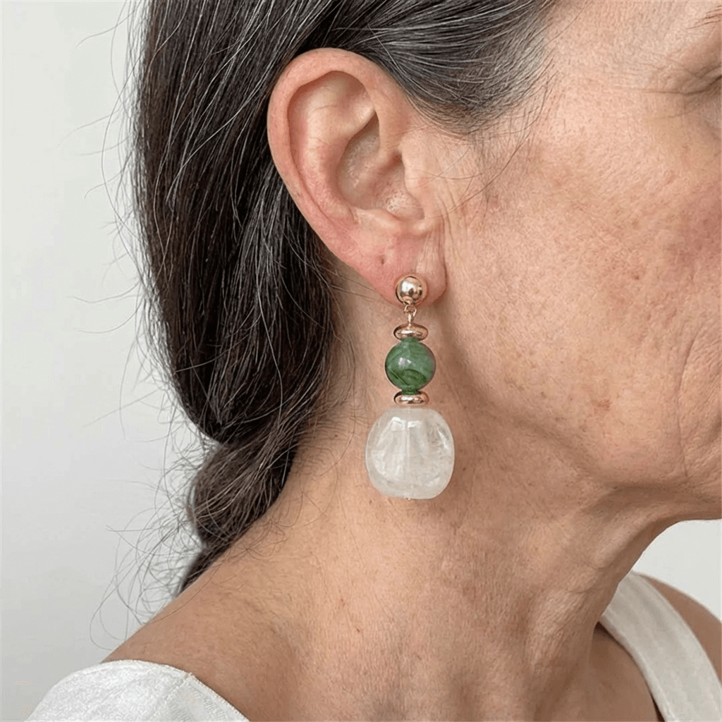 Vintage Asymmetric Tie-Dye Acrylic Long Pendant Earrings