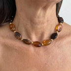 Bohemian Geometric Asymmetric Beaded Necklace