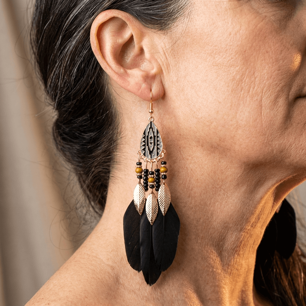 Bohemian Retro Feather Earrings