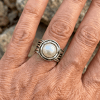Bohemian Vintage Silver-Plated Faux Pearl Ring