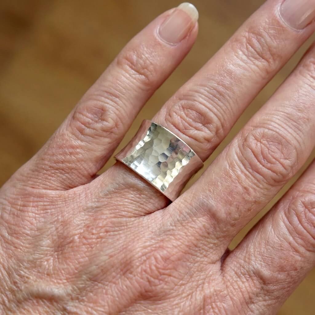 Adjustable Handmade Hammered Texture Ring