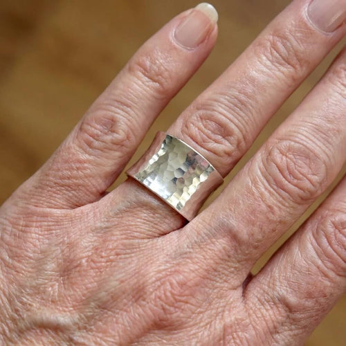 Adjustable Handmade Hammered Texture Ring