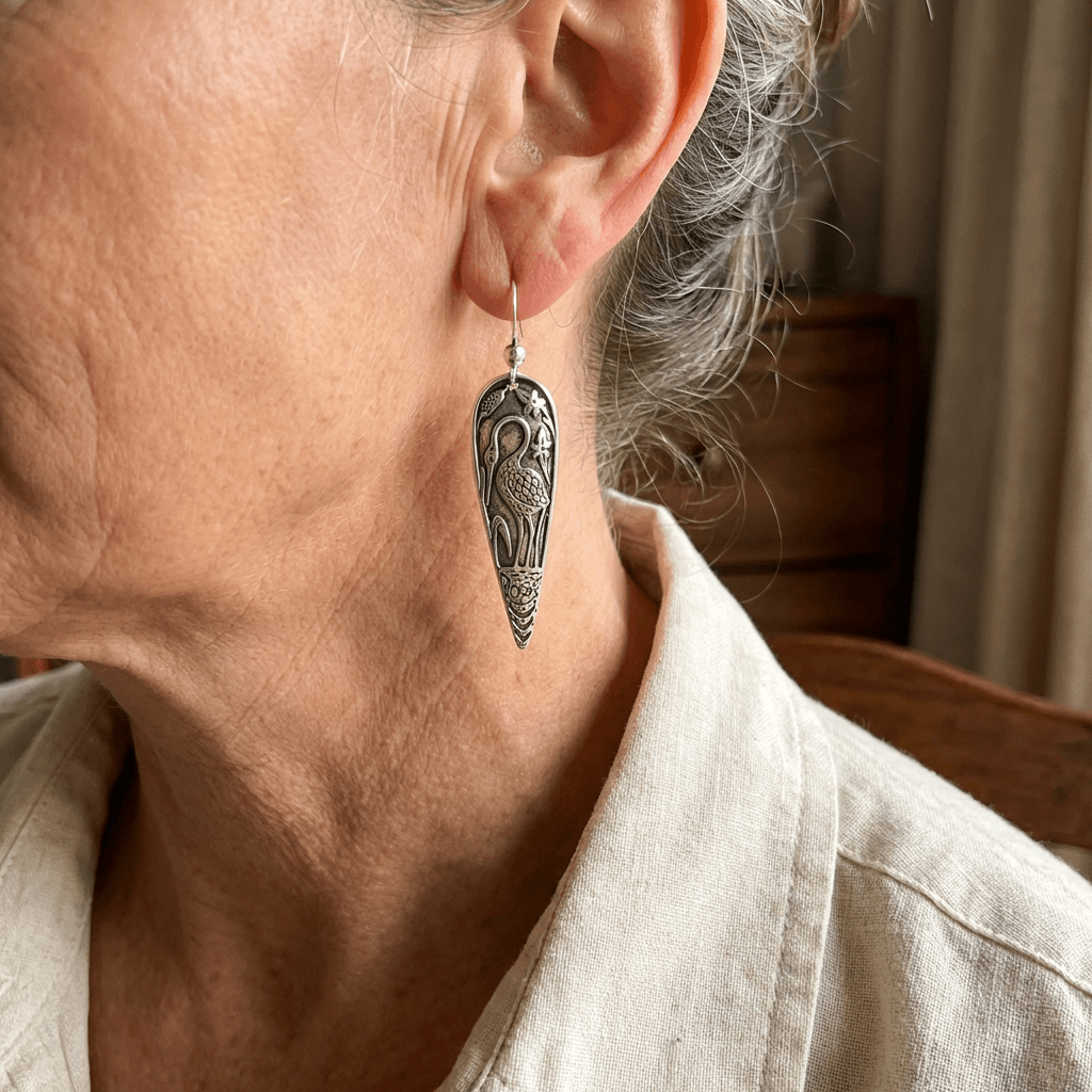 Heron Bird Drop Earrings