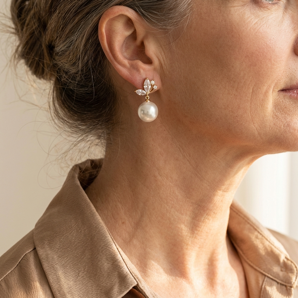 Vintage-Style Zircon Crystal and Pearl Earrings