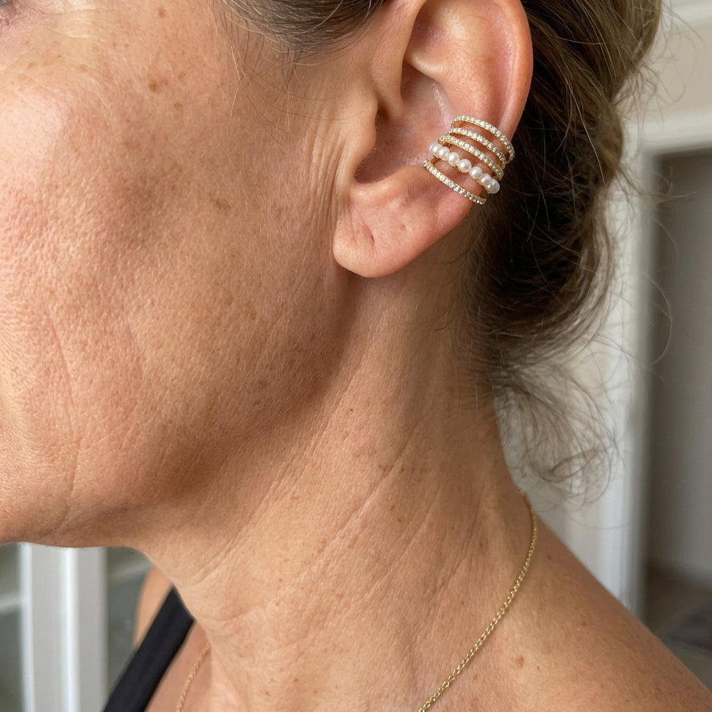 Two-Tone Zirconia Hoop Earrings