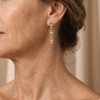 Zirconia Chain Earrings in Gold Tone