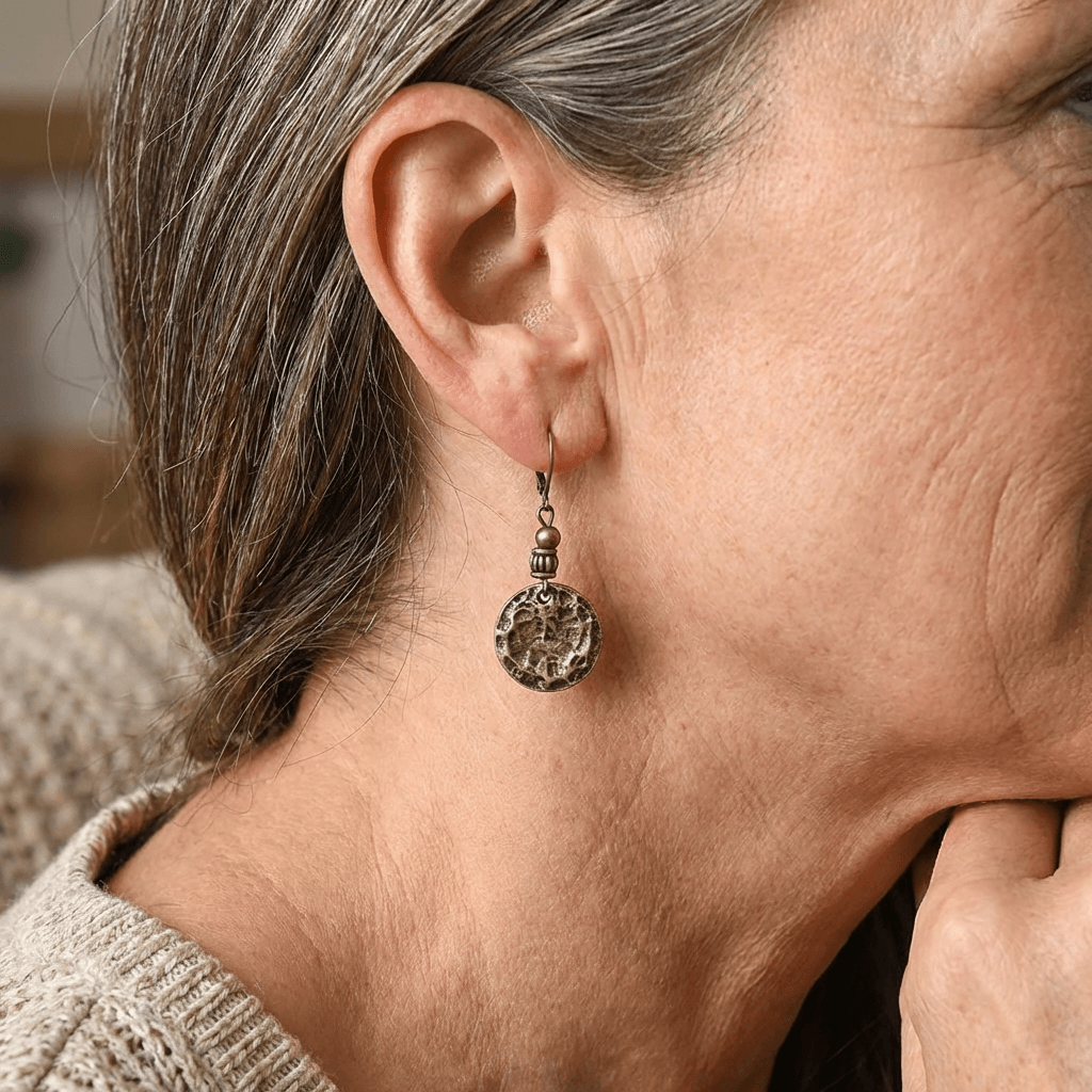 Vintage-Style Bronze-Tone Leverback Coin Drop Earrings