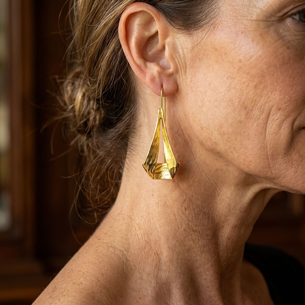 Vintage Hollow Geometric Hammered Pendant Earrings
