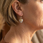 Vintage Two-Tone Heart Pendant Earrings