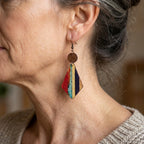 Bohemian Striped Wooden Inlay Drop Earrings