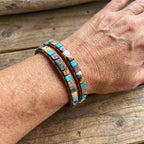 Two-Layer Jasper and Leather Bracelet in Four Colourways