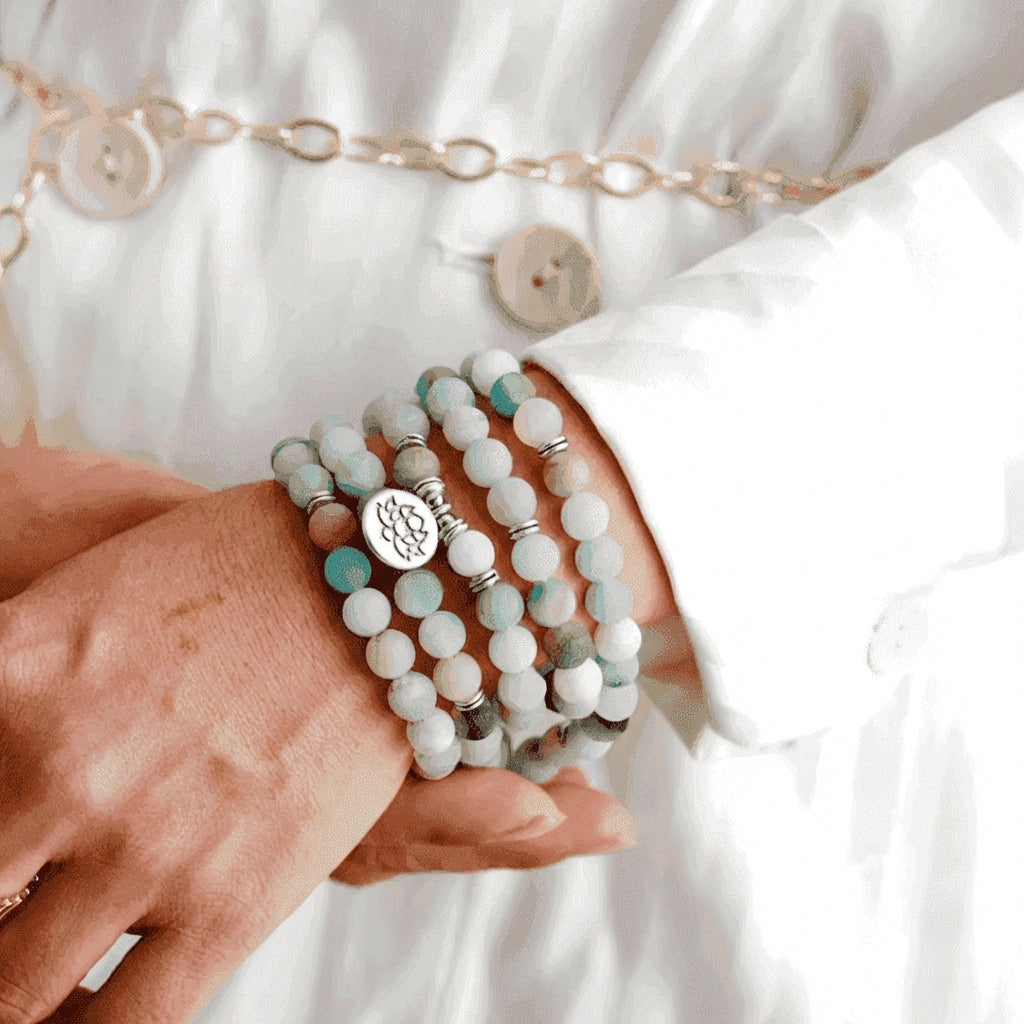 Amazonite-Look Mala Prayer Beads with 108 Beads