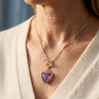Gold-Plated Chain Necklace with Stone Charm in Many Stones