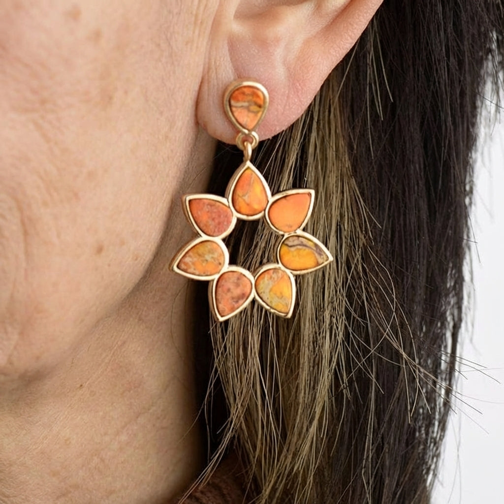 Handcrafted Bohemian Sea Sediment Jasper Stud Earrings
