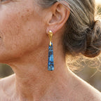 Handcrafted Blue Jasper Long Stud Earrings