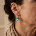 Vintage Turquoise and Pearl Flower Earrings
