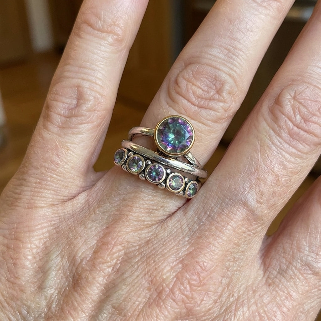 Bohemian Artistic Cubic Zirconia Inlaid Ring
