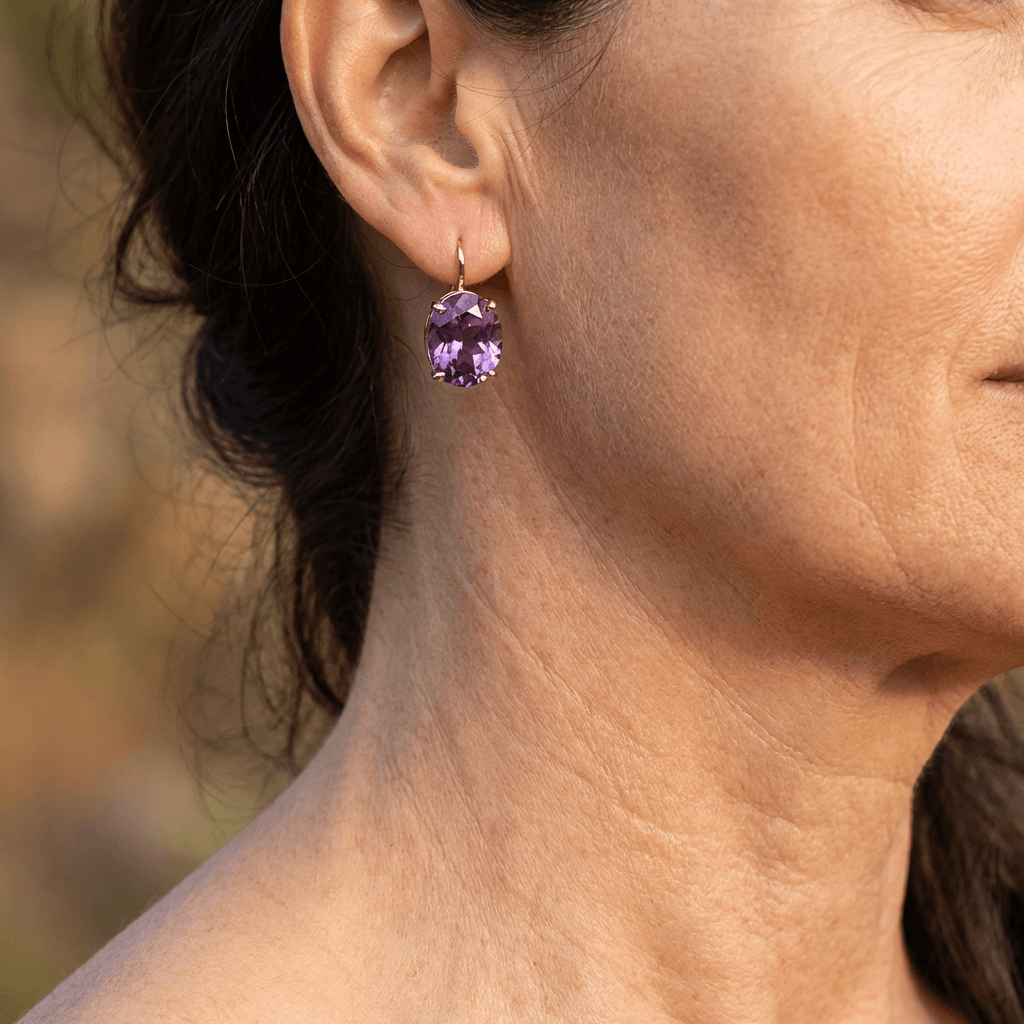 Boho Purple Cubic Zirconia Drop Earrings