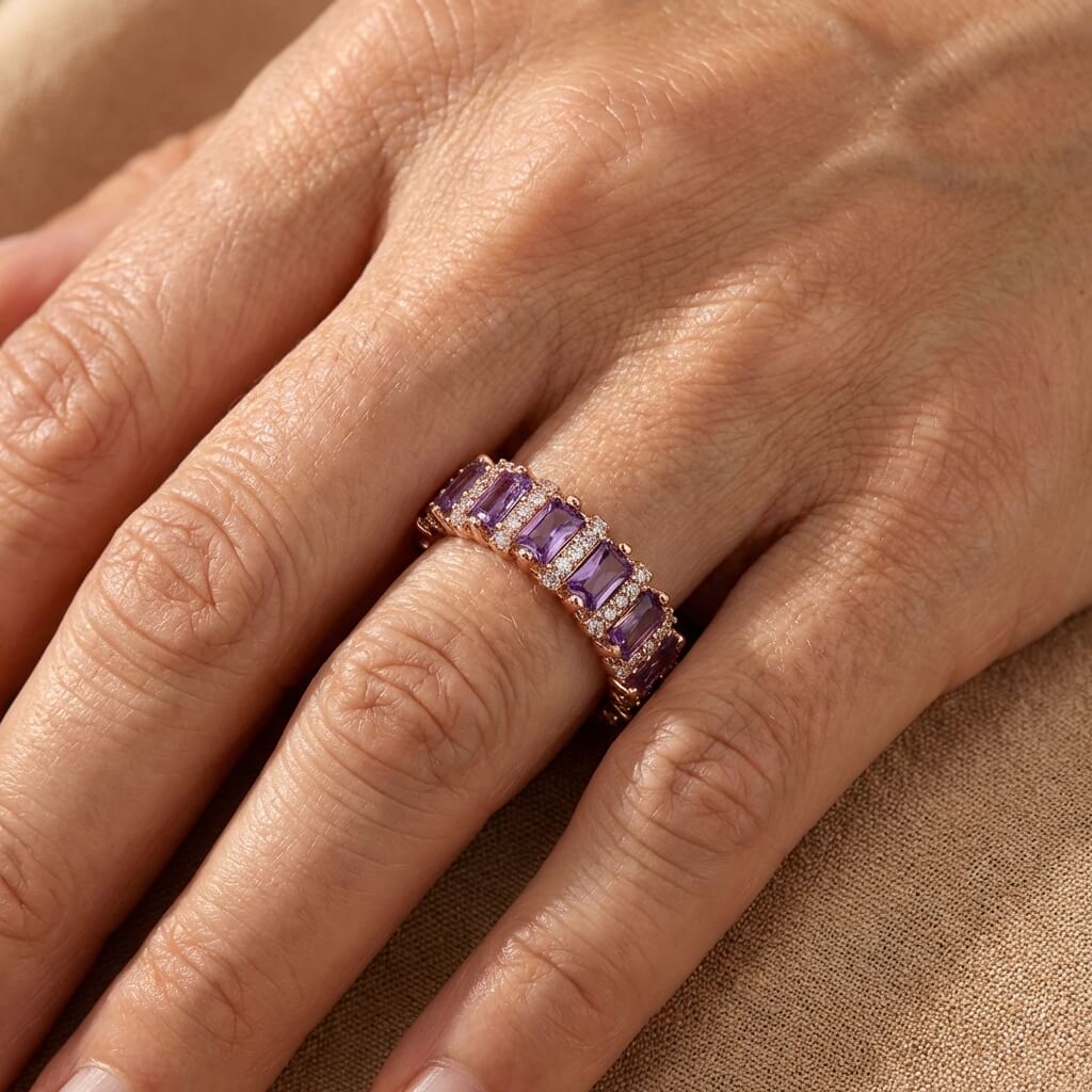 Vintage-Style Palace Full-Circle Purple Zirconia Ring