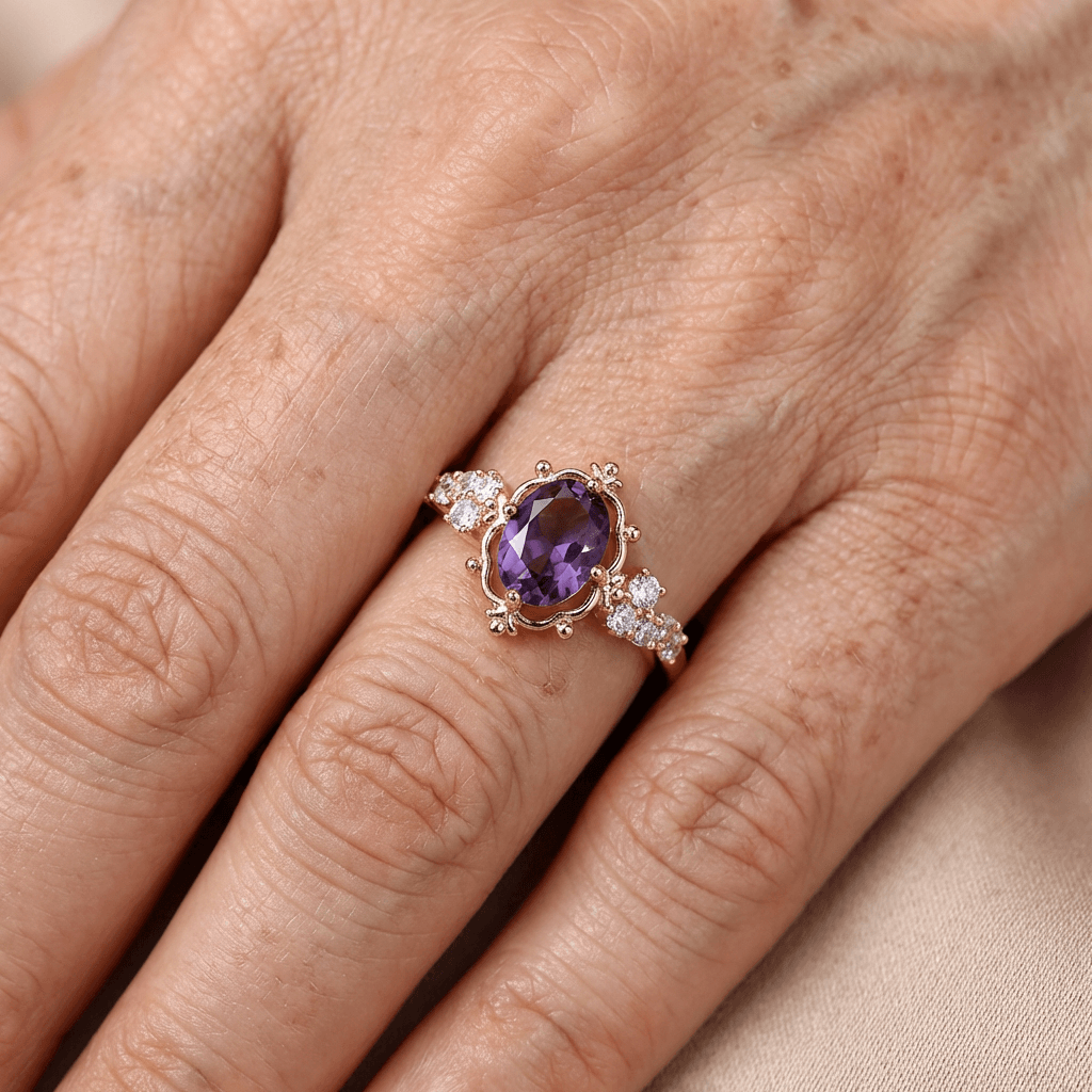 Vintage-Style Gold-Plated Court-Style Floral Ring