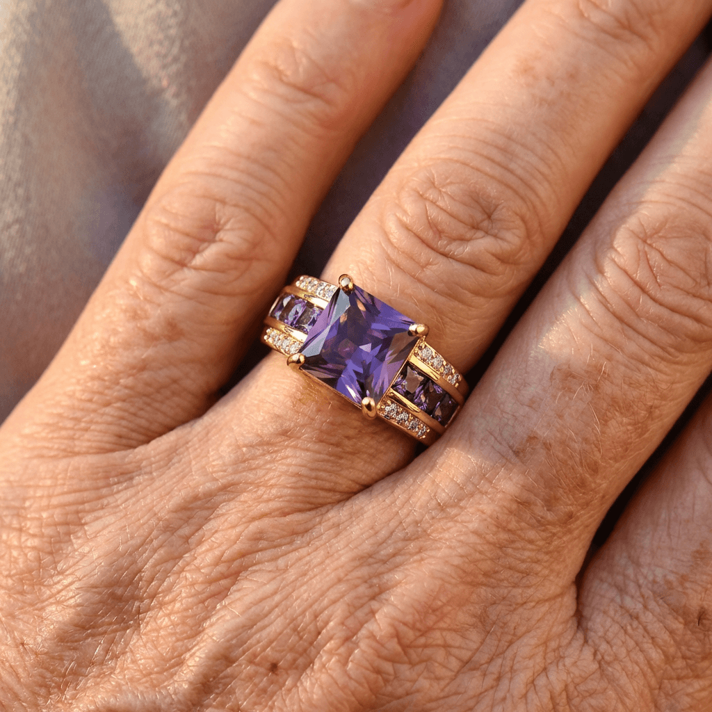 Vintage Rectangular Purple Zirconia Ring