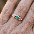 Leaf-Accent Green Cubic Zirconia Ring