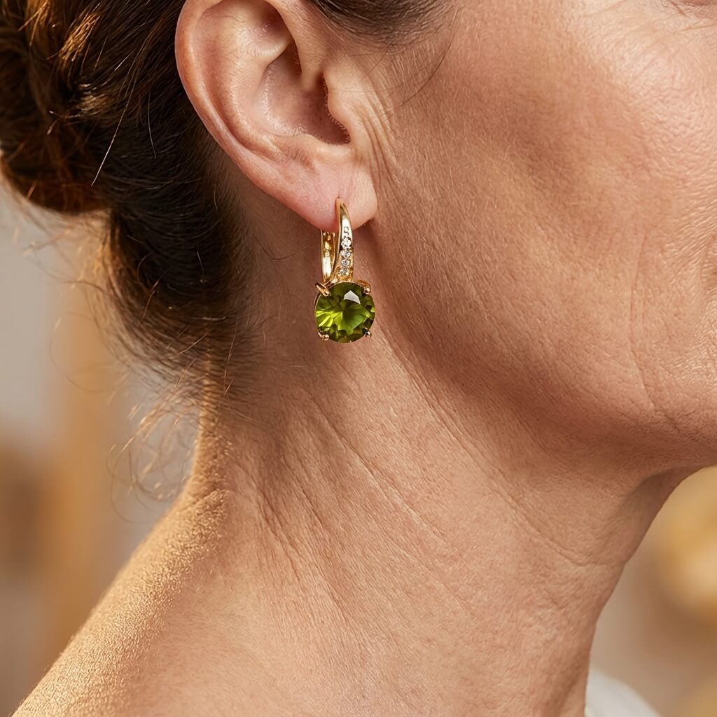 Vintage Bohemian Green Cubic Zirconia Claw-Set Earrings