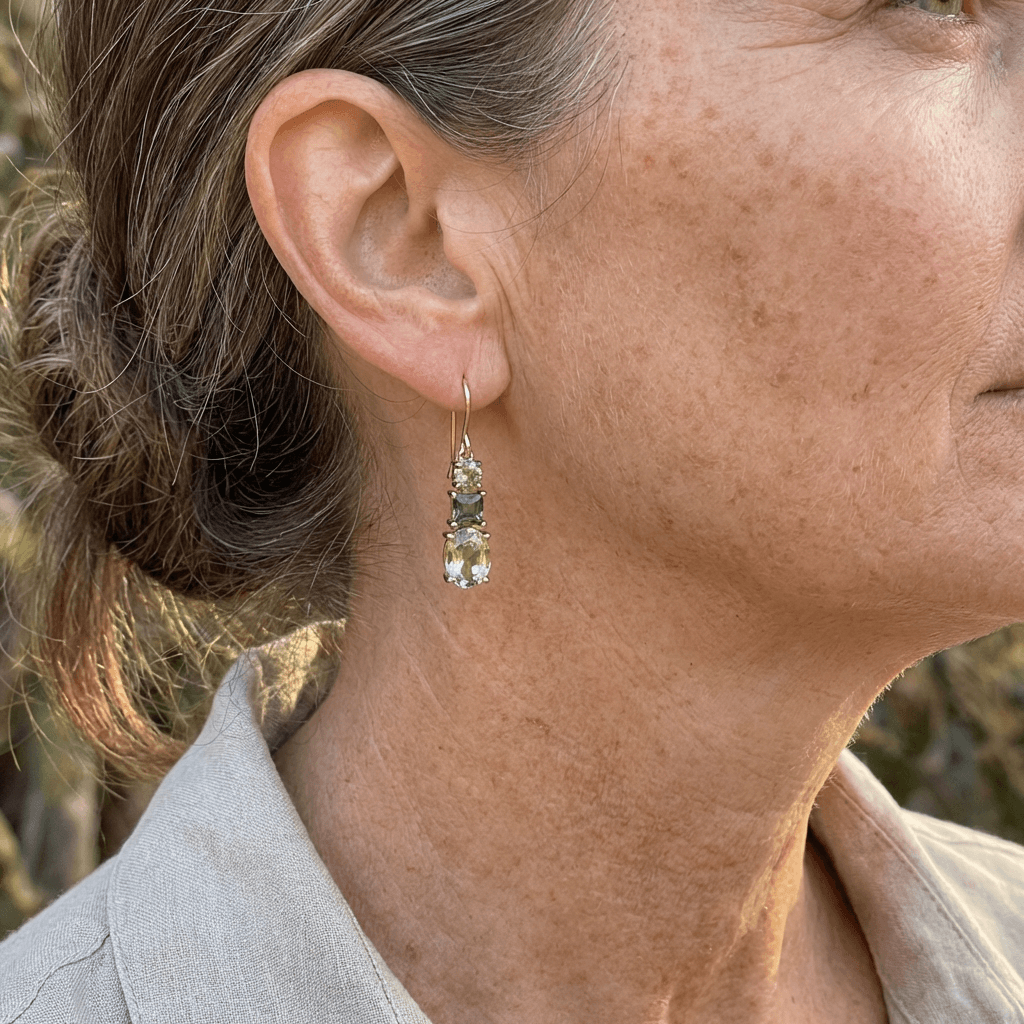 Vintage Bohemian Green Zirconia Geometric Earrings