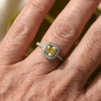 Anel Aberto com Zircónia Verde-Azeitona Estilo Vintage Ajustável